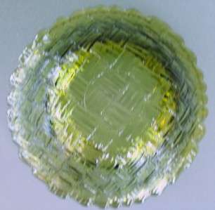 Vintage avocado green dip bowl basketweave pattern with bracket for 