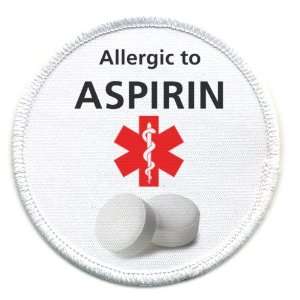 ALLERGIC TO ASPIRIN Medical Alert Symbol 3 inch Sew on 