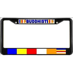  Buddhist Flag Black License Plate Frame Metal Holder Automotive