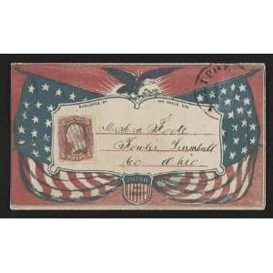 Civil War envelope,American flags,eagle,laurel branches,shield,Union 