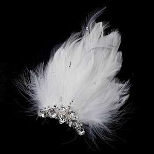 Silver Ivory Feather Fascinator Bridal Hair Clip  