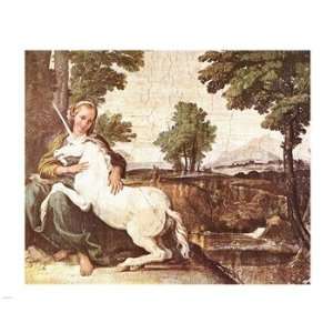  Domenichino Unicorn Pal Farnese Poster (10.00 x 8.00 