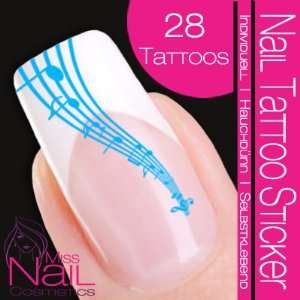  Nail Tattoo Sticker Music / Notes   turquoise Beauty
