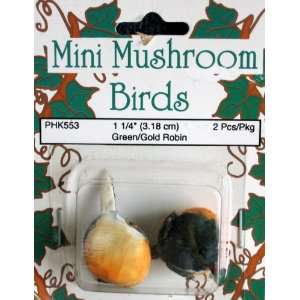 Wangs Mini Mushroom Birds Package of 2 x 1 1/4 Green 