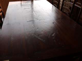 Rustic Acacia Dark Wood Large Drop Leaf Dining Table  