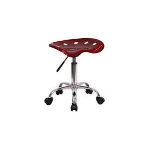 Vibrant Wine Red Tractor Seat and Chrome Stool