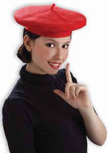 DELUXE RED FRENCH BERET HAT ARTIST COSTUME ACCESSORY  