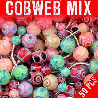 Assorted COBWEB MAX 50 Navel Rings Mixed Belly Button MIX Piercing 