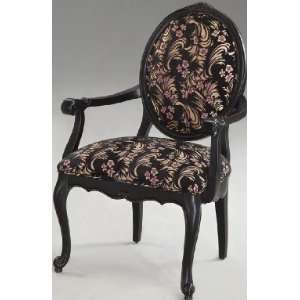  Antique Black Oval Back Accent Chair