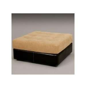   214J Quantum Plush Velvet and Vinyl Tufted Ottoman