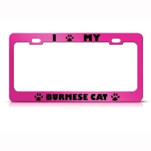 Burmese Cat Pink Animal Metal license plate frame Tag Holder