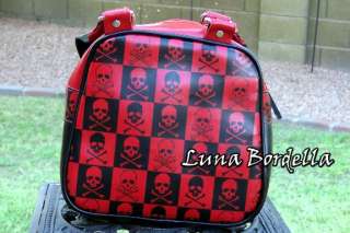 ADDICTED~Skull Checker Bag/Purse~Black/Red~Gothic/Punk  