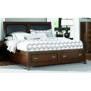  American Drew Essex King Leather Accent Bed wStorage