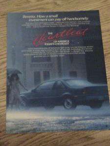 1989 BERETTA CAR ADVERTISEMENT CHEVROLET HEARTBEAT AD  