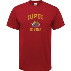  IUPUI Jaguars Cardinal Red Diving Arch T Shirt Sports 