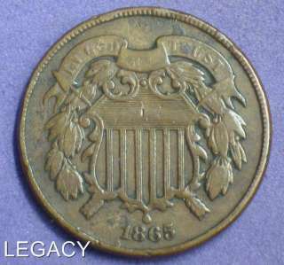 1865 U.S. 2 ¢ CENT PIECE BETTER DATE CIVIL WAR (GI  