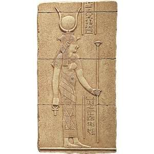  Isis Holding Papyrus Scepter Small Stone Wall Relief