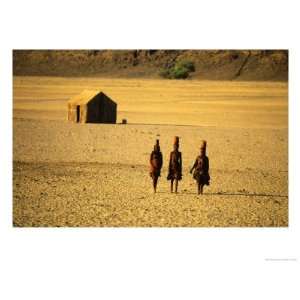 Himba Women Walking in the Desert, Near Purros, Namibia Stretched 