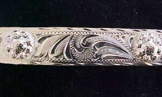 Western blanket hand engraved silver Concho number bar  