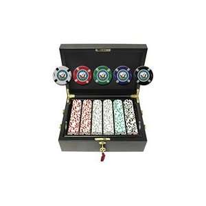 Navy Seal 500 Poker Chips Set in Elegant Mahogany Case