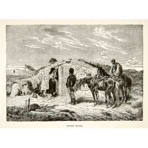  1901 Wood Engraving Gypsy Huts Horse Costume Ethnic 