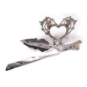  Rose Heart Knife and Server Set