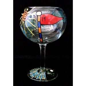  Golf   19th Hole Design   Hand Painted   Grande Goblet 