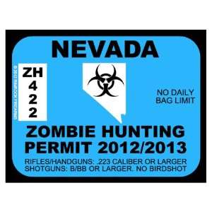  Nevada Zombie Hunting Permit 2012 (Bumper Sticker 