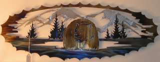 RUSTIC METAL WALL ART GRIZZLY BEAR CABIN LODGE DECOR  