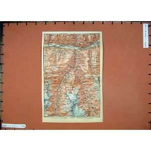   1899 Antique Colour Map Switzerland Visp Stalden Baron