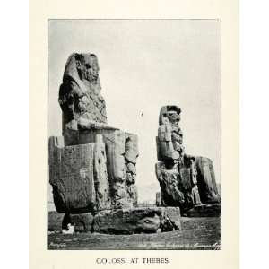 Print Colossi Thebes Ruins Statue Egyptian Temple Archaeology Ancient 