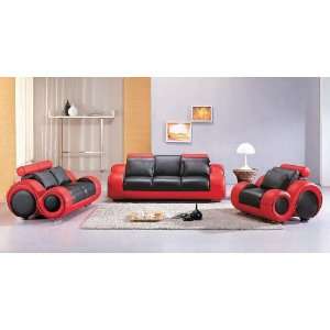   VG 089B/R Contemporary Black and Red Sofa Set