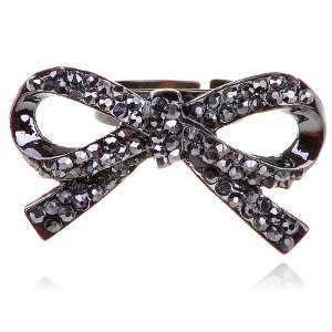   Vintage Inspired Ribbon Gift Bow Tie Rhinestone Adjustable Ring
