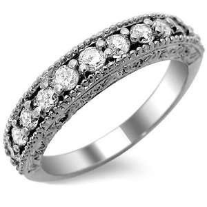  .65ct Round Diamond Vintage Style Wedding Band Ring 14k 