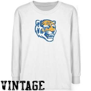 Memphis Tigers Youth White Distressed Logo Vintage T shirt  