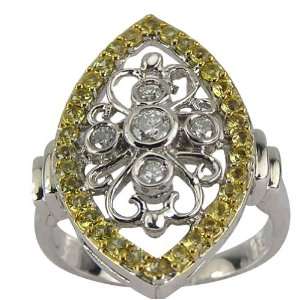  Platinum Antique Diamond and Sapphire Ring   7.5 DaCarli 