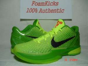 Nike Zoom Kobe 6 VI Grinchs Green Christmas LA Xmas 3D 429659 701 Men 