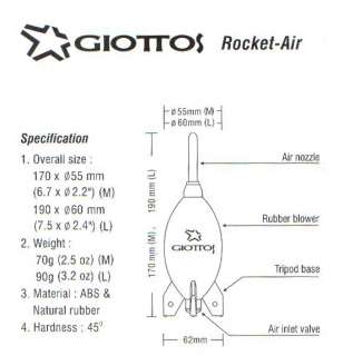 GIOTTOS Rocket Air Large Blower Dust Cleaner + Free lens pen for 