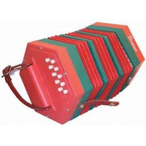  Red Beginner Anglo Concertina, 20 button Musical 