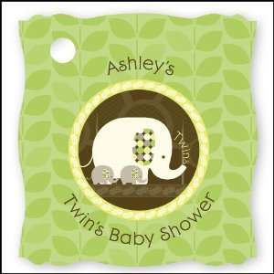  Twin Baby Elephants   20 Personalized Baby Shower Die Cut 