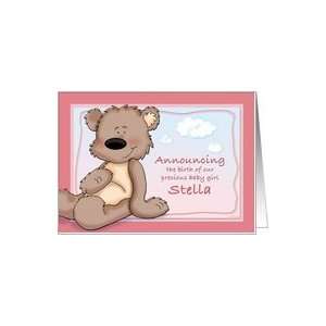 Stella   Teddy Bear Birth Announcement Card
