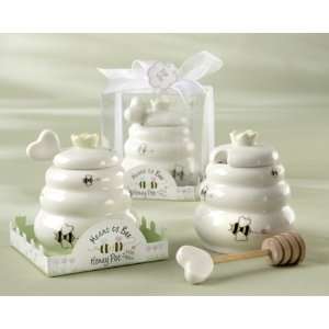 Honey Pot Ceramic Meant to Bee with Wooden Dipper (24 per order 