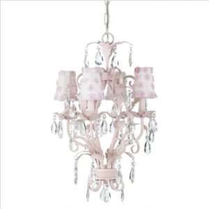   Four Light Mackenzie Chandelier with White/Pink Petal Flower Shade in