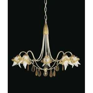   6027 5 23 5 Light Chandelier  Gabrieli, Silver And Gold Leaf Finish