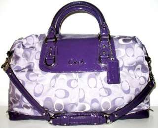 Coach Violet Purple 3 Color Signature Ashley Large Bag Purse Satchel 