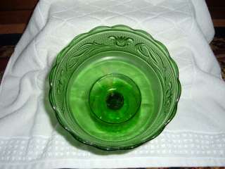 Vintage E. O. Brody Co. Green Carnival Pressed Glass Candy Dish Bowl 