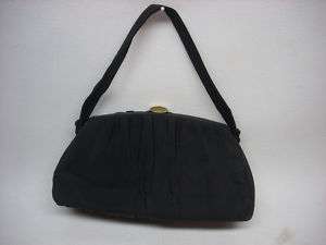 Vintage Black Cloth Handbag Purse Clutch 1940s  