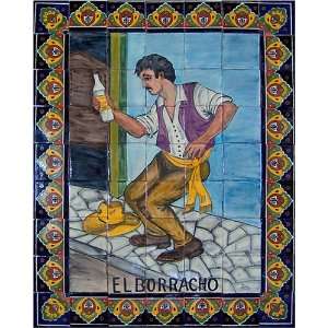    Mexican ceramic tile mural   hand painted art 