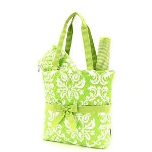   Purse Tote Book or Diaper Bag Lime Green & White 