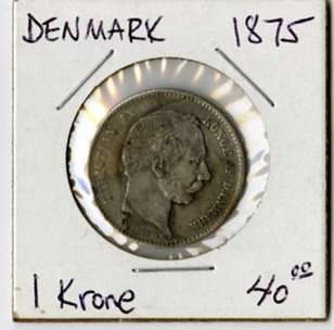 Denmark Coin 1875 Silver 1 Krone  